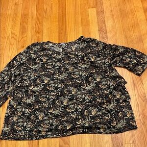 Catherines Women’s Floral Print Top in Brown and Olive